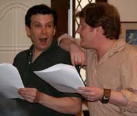 Mark Aldredge (right) and Michael Greenwood read the scripts
