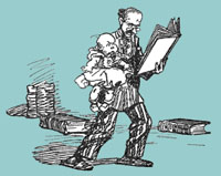 Dad reading to child