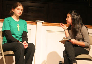 Adina and Emma performing Eugene's play
