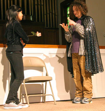 Emma and Dan performing Patrick's play